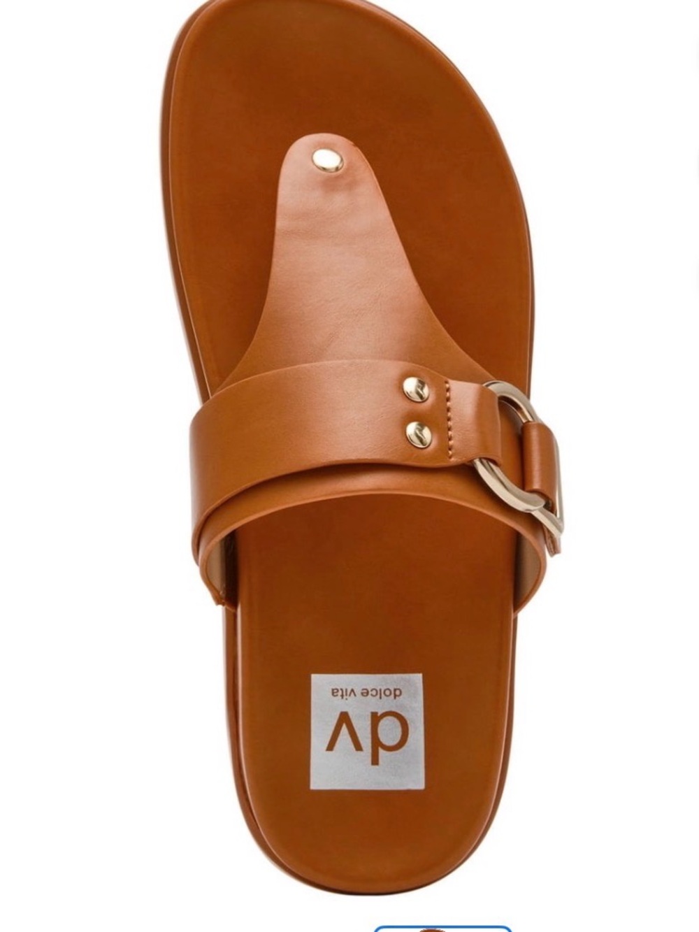 DV by Dolce Vita Cognac Leather Buckle Toe-Post Sandal